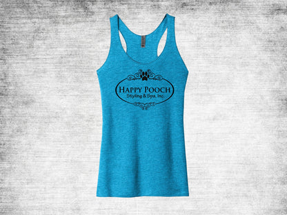 Happy Pooch Racerback Tank - Vintage Turquoise